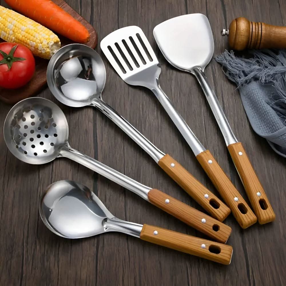 Luxury stainless steel kitchen utensil set - Elegant design & durability for stylish chefs
