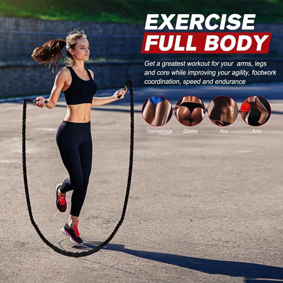 Powerjump - Adjustable weight jump rope for cardio & strength training