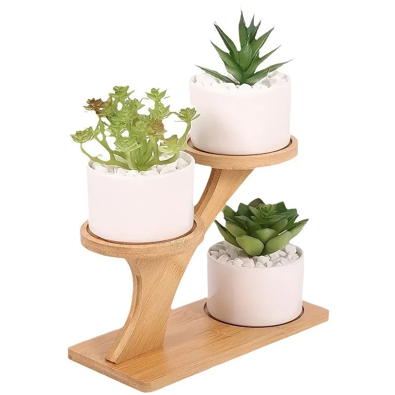 BAMBOZEN – Minimalist Bamboo Stand with 2 Levels for Living and Work Areas