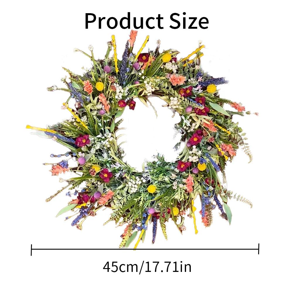 FLORASPIRE – Lush decorative door wreath with realistic blossoms & year-round charm