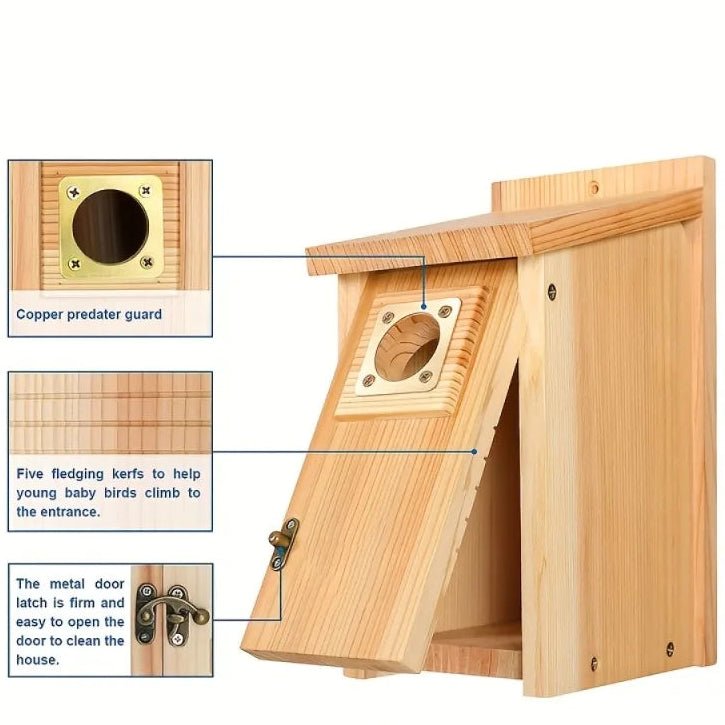 SKYDWELL – Cedar Wood Nesting House for Blue Jays, Swallows, and Small Birds