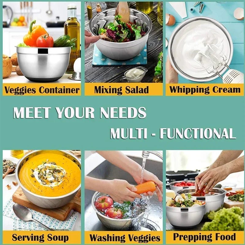 MIXNGRIP – Stainless Steel Mixing Bowl with Non-Slip Silicone Base