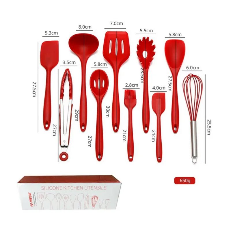 FLARETOOLS – 10-piece Silicone Kitchen Utensil Set for Effortless Cooking