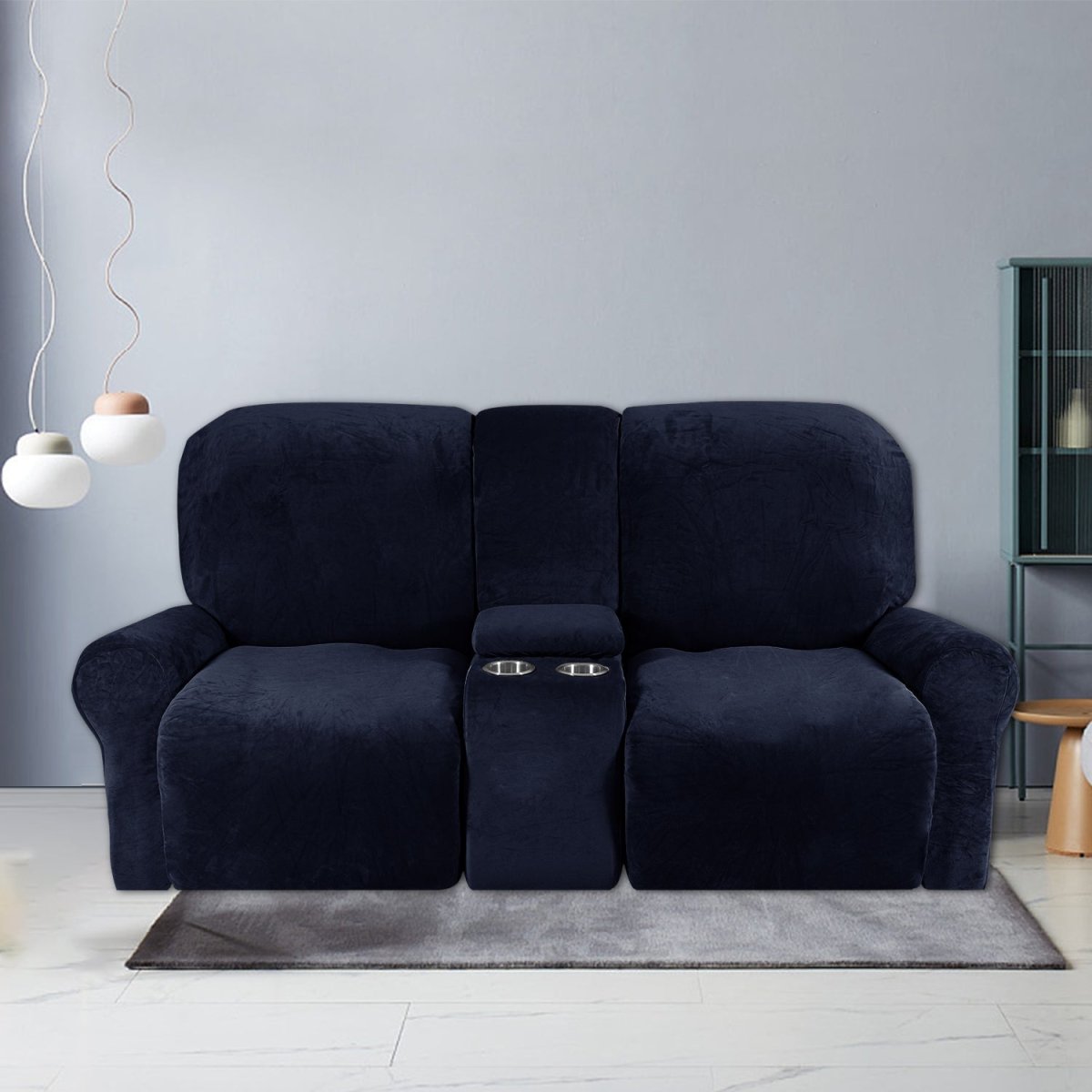 SOFTSEAT – 2-seater recliner cover with cup holders, thick & durable