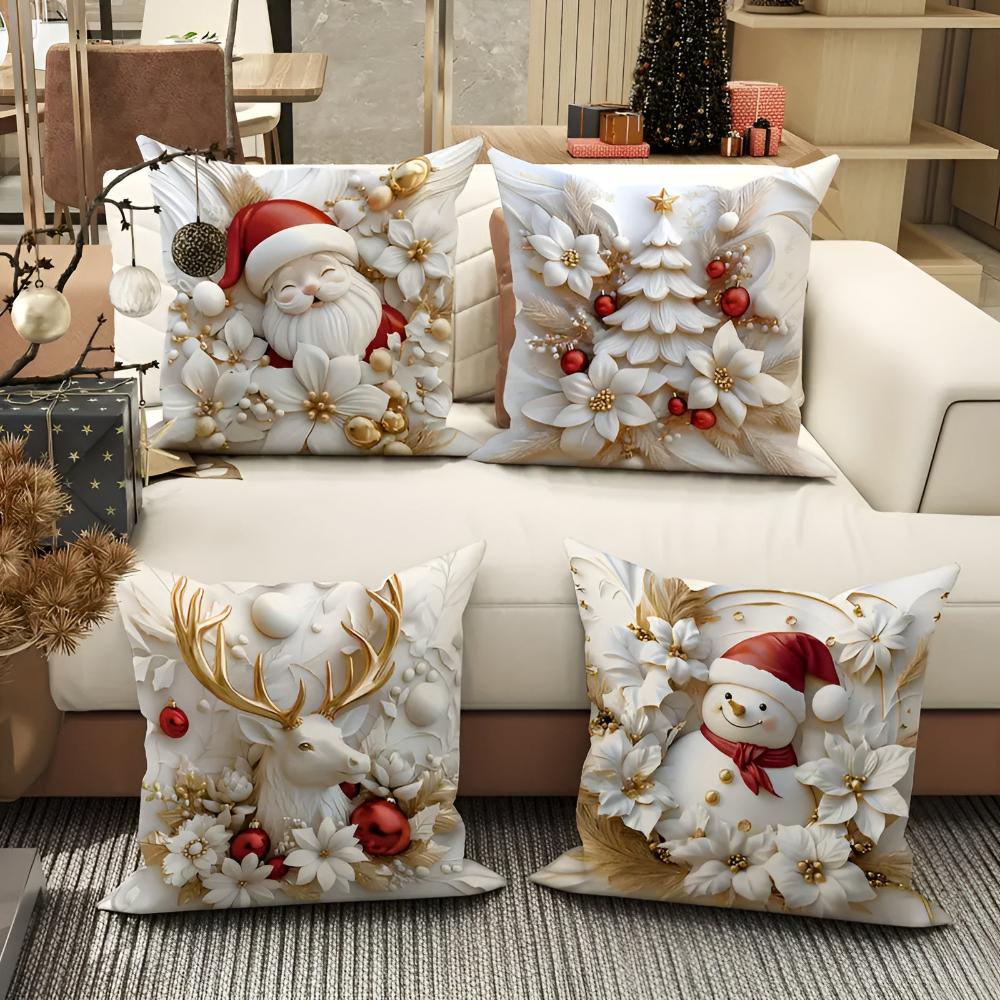 TWINKCUSH – Set of 4 Christmas velvet cushion covers with unique festive designs