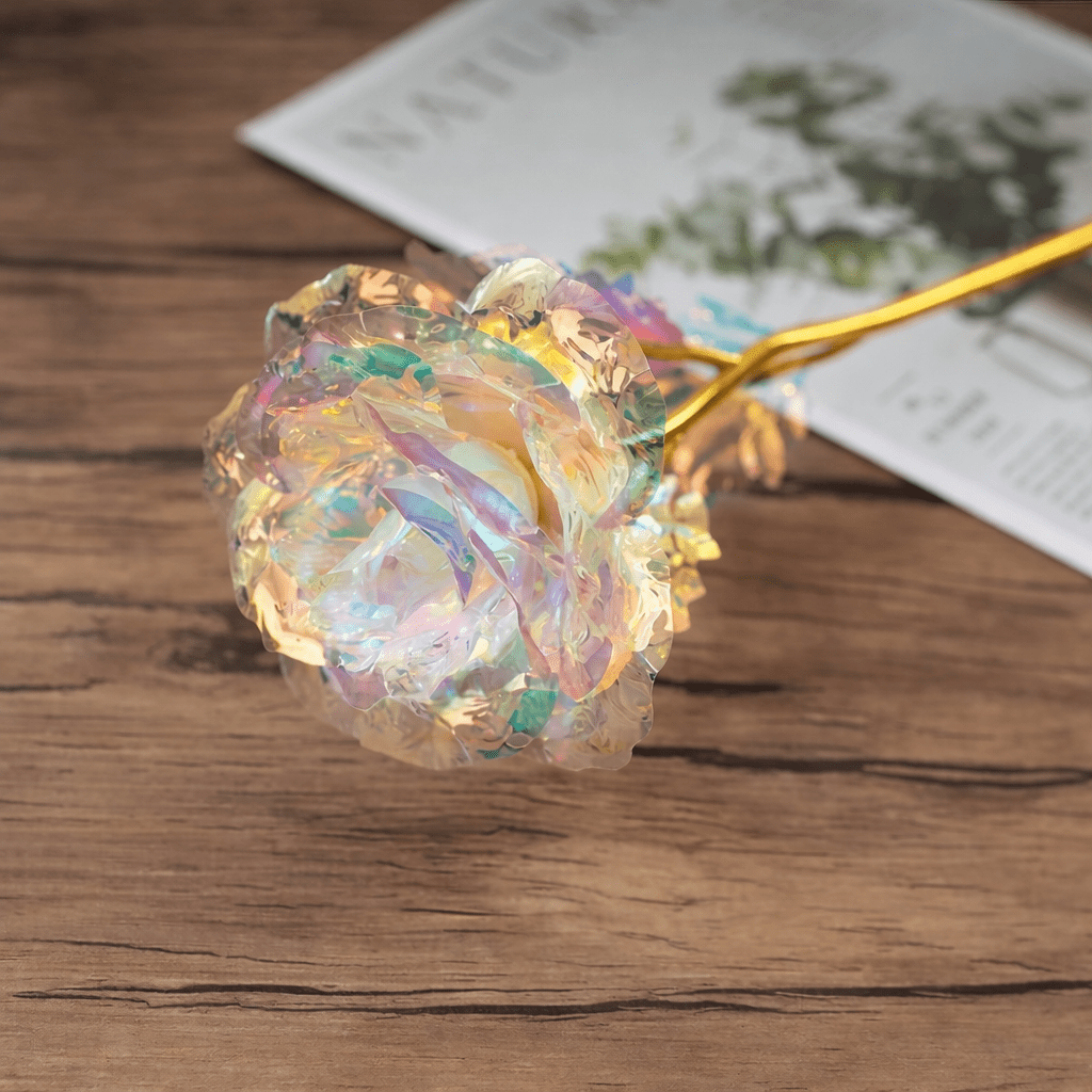 SHINEPETAL – Elegant golden artificial rose with luxurious gold foil finish
