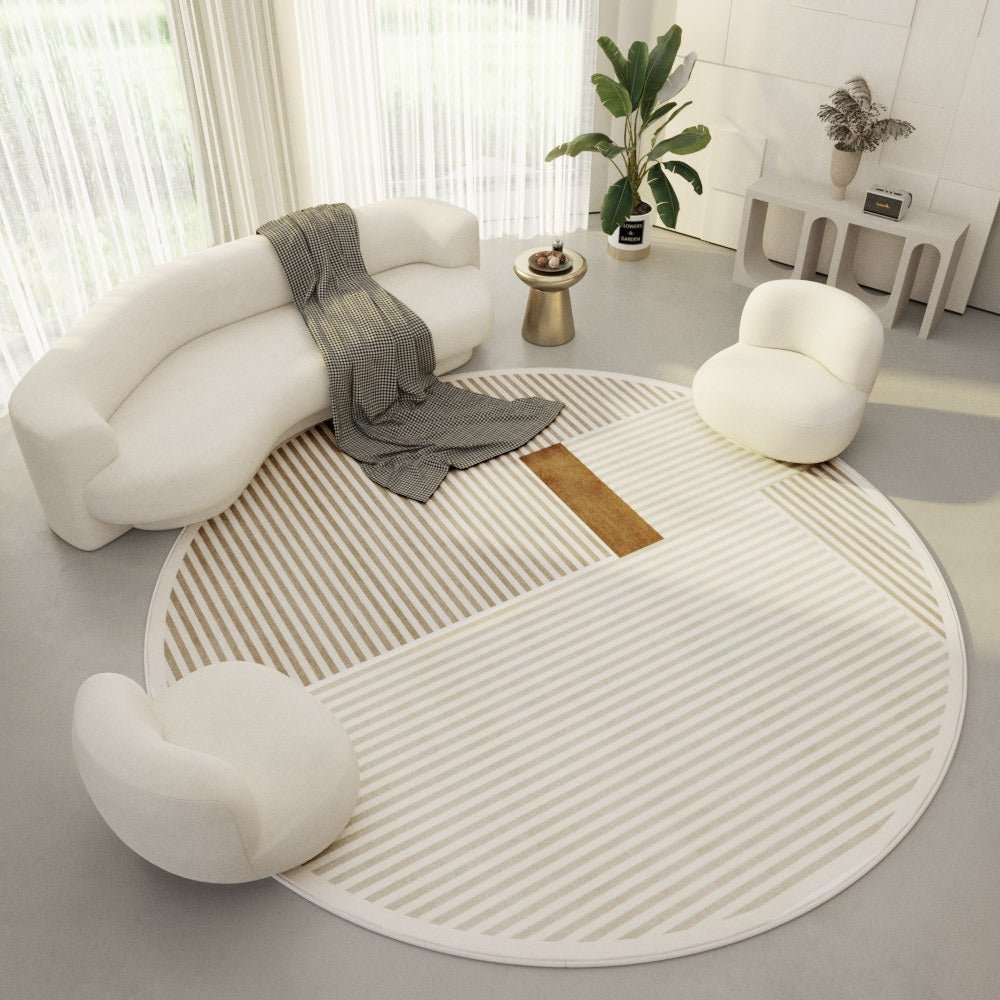 ROOMCRAFT – Soft round polyester carpet with subtle geometric accents for home & office