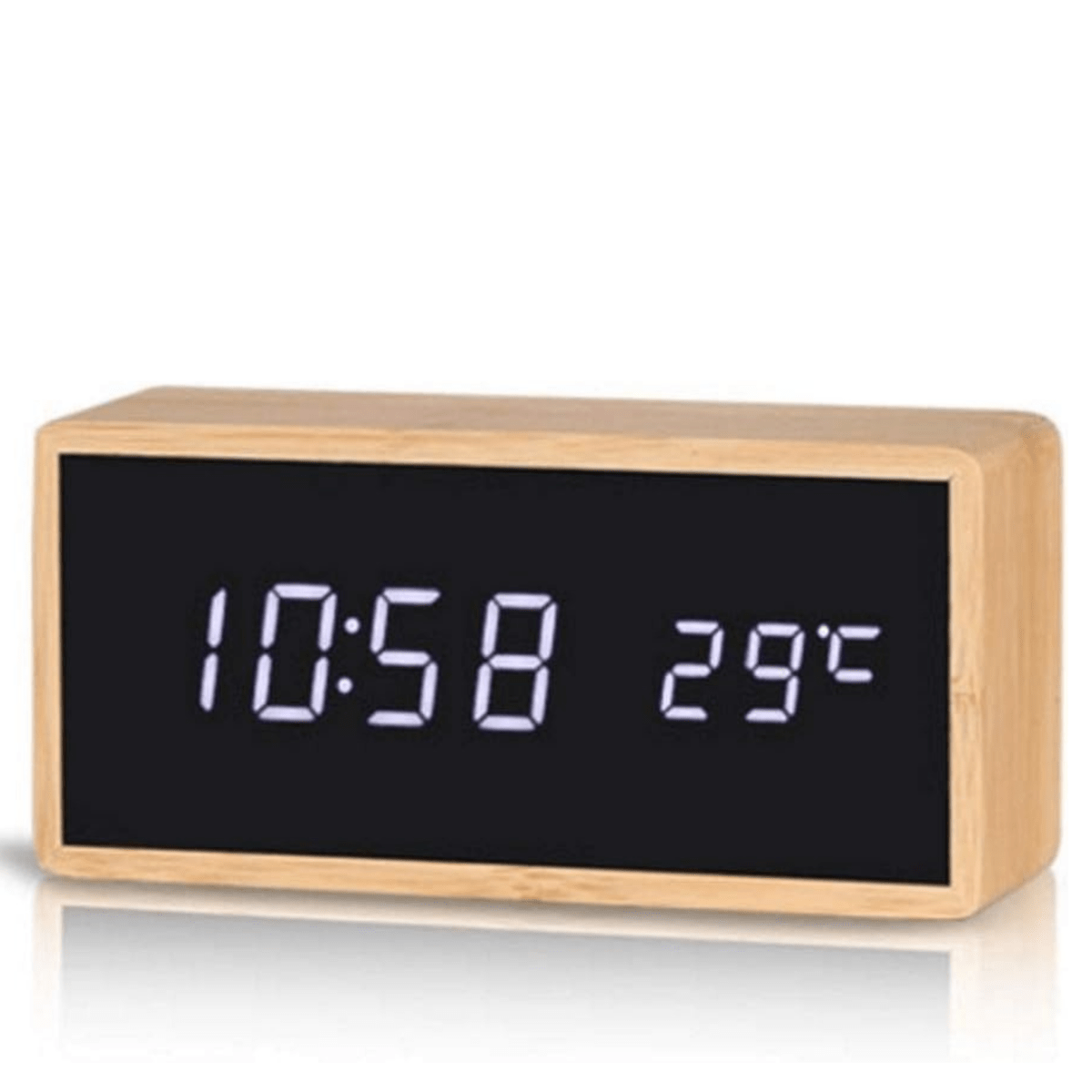 TIMBORA – Minimalist LED Bamboo Alarm Clock with Temperature Display