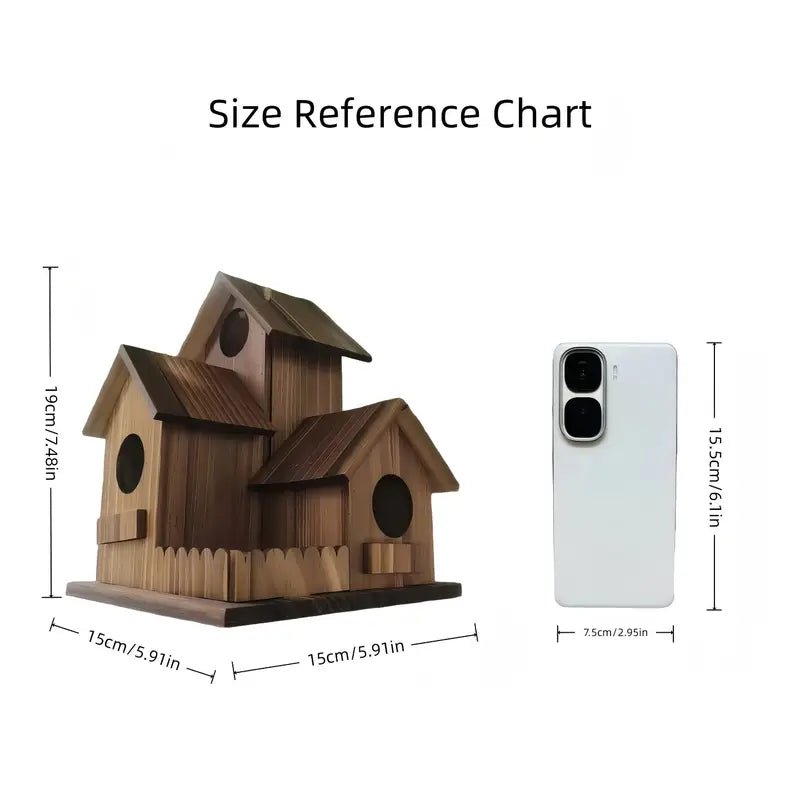 TIMBERROOST – Rustic birdhouse made of solid wood with multiple nesting chambers for outdoor use