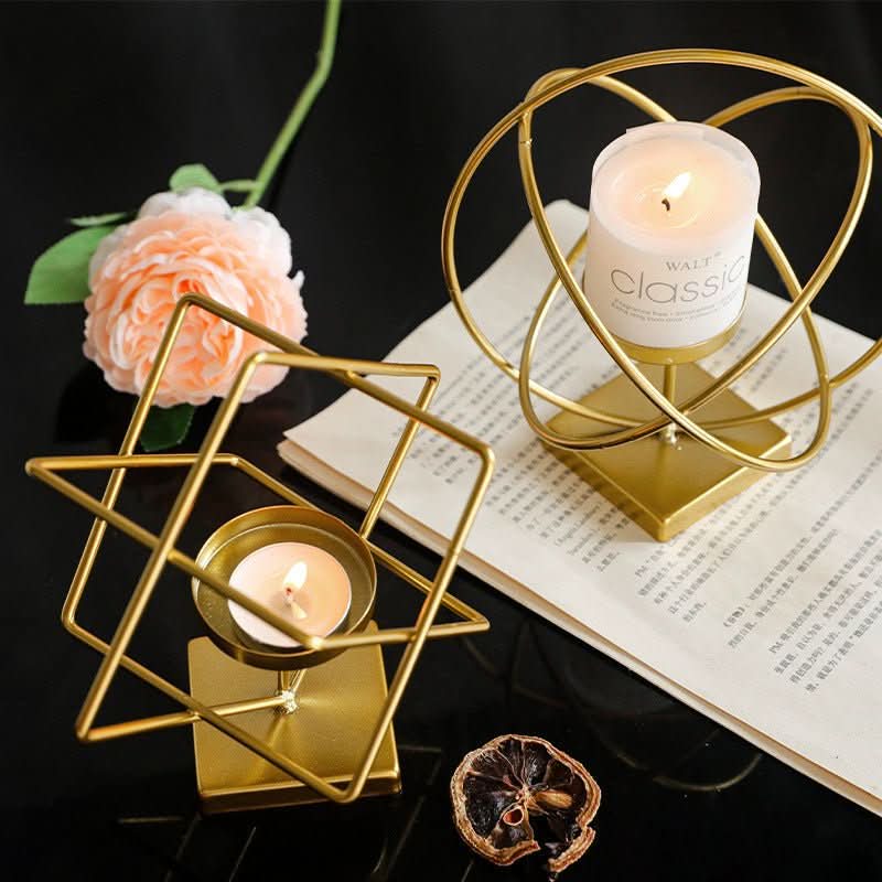 Aurelios Golden Candle Holder | Elegant Metal Candle Stand for Living and Dining Table Decoration
