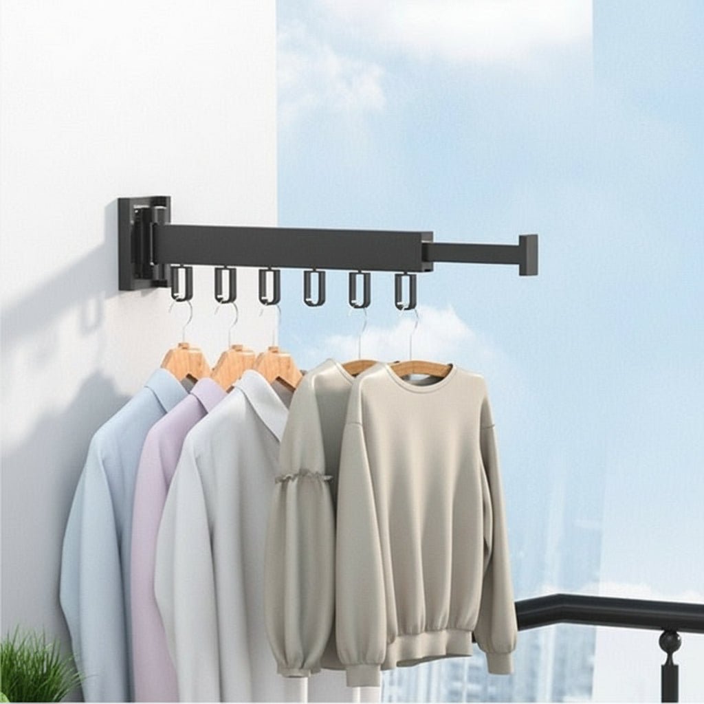 FOLDMOUNT – Wall dryer with retractable frame and foldable clothes hanger