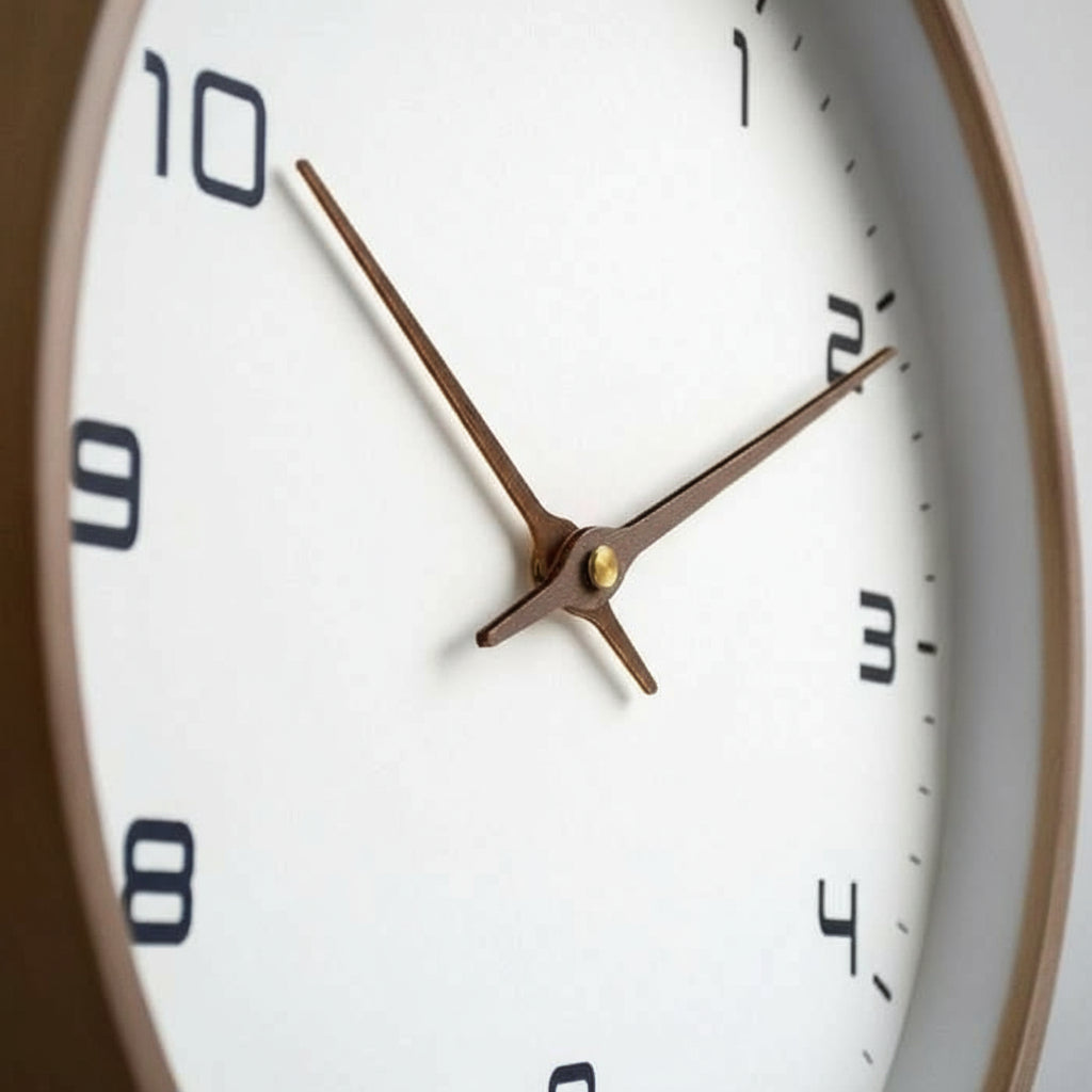 NordicTimber – Modern Solid Wood Wall Clock in Brown & Cream