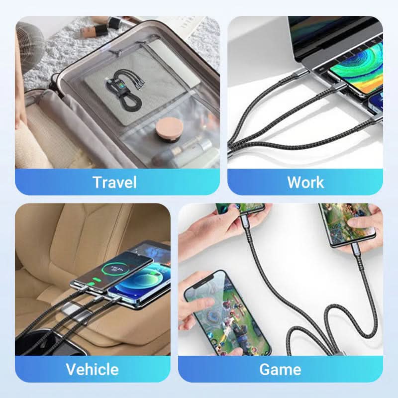 CHARGEGLOW – Transparent LED Fast Charging Cable (3-in-1)