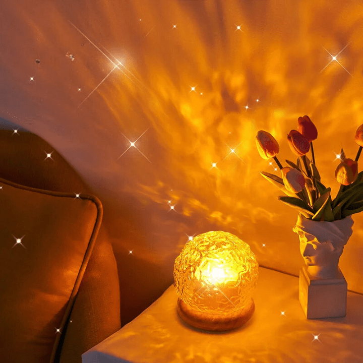 SERENLUX – LED desk lamp with soothing wave projection & crystal effect design