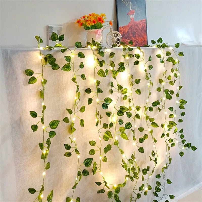 BOTALUX – Elegant green LED leaf-shaped string lights (battery operated)