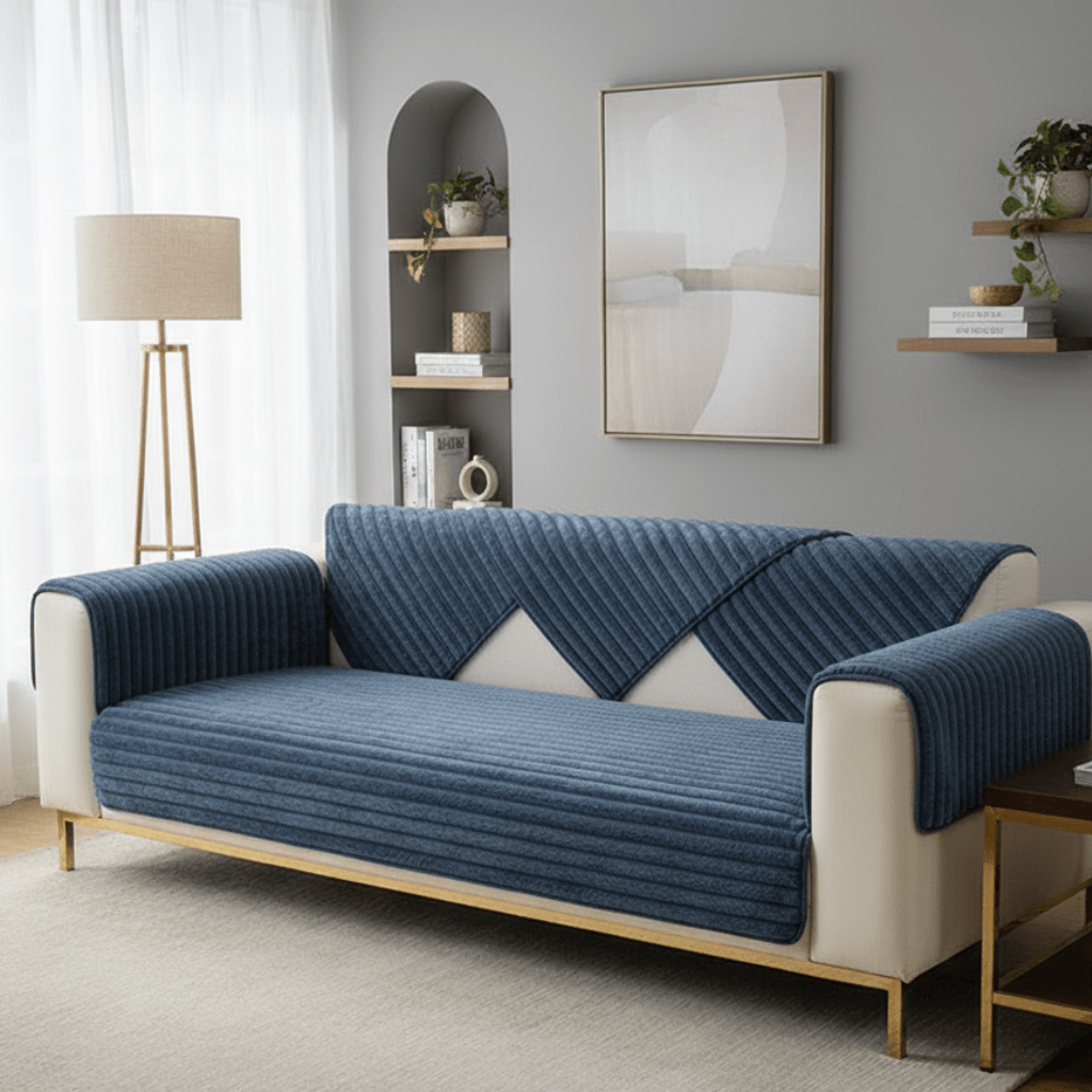 COZYPUFF – Luxurious winter sofa cover made of faux rabbit fur