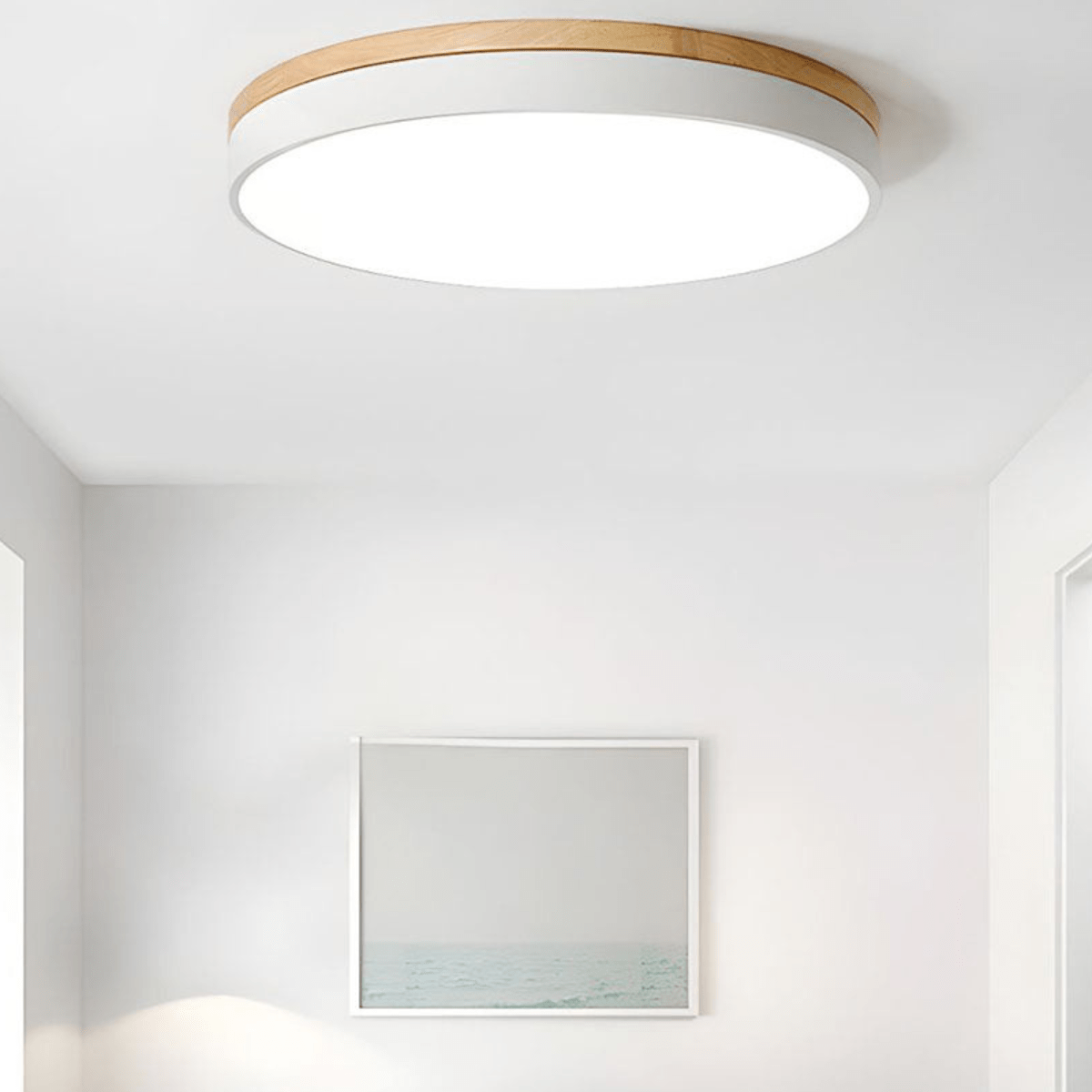 FORESTRIM – LED ceiling lamp with natural wood grain & green accent