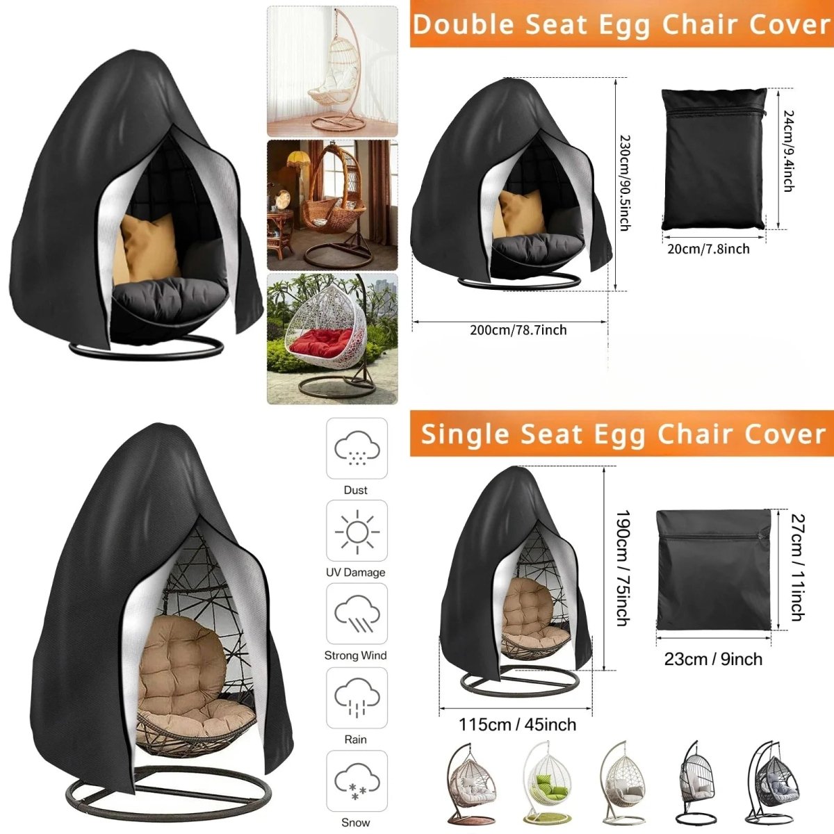 HANGCOVER – Waterproof All-Weather Cover for Hanging Chairs Outdoors