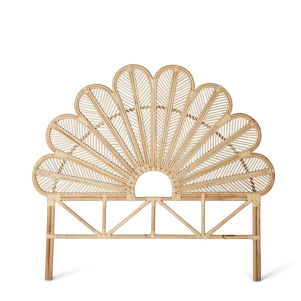 BLOOMRATTAN – Handmade Wicker Headboard with Floral Pattern