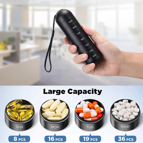 VITACASE – Waterproof 7-Day Aluminum Pill Organizer with Large Compartments