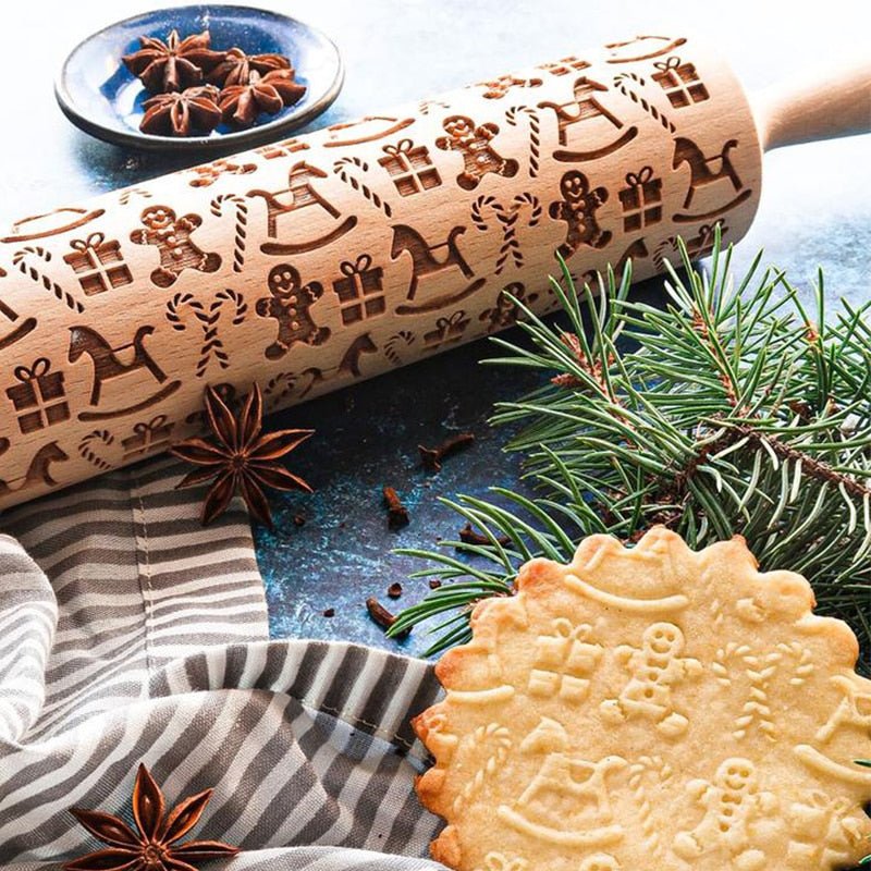 PATTERNPIN – Handmade rolling pin with decorative Christmas embossing