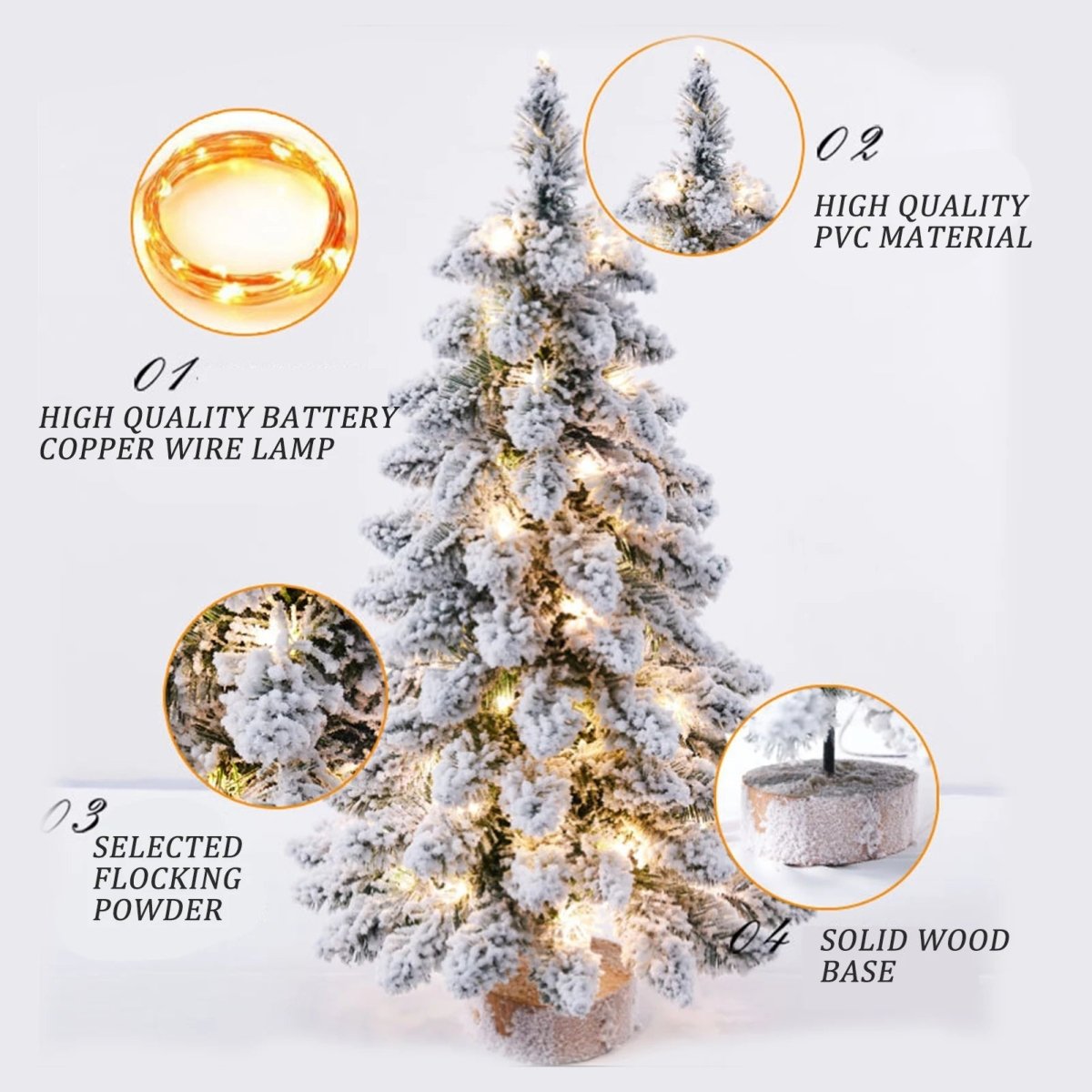 HOLISNOW MINI – 45cm LED Christmas Tree with Frosty Snow Effect