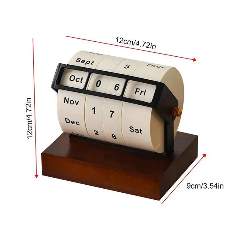 SPINDESK – Mid-Century wooden rotary calendar for tasteful desk design