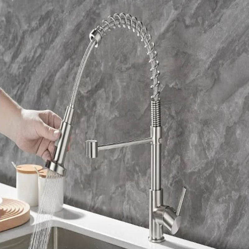DUALFLOW Kitchen Tap - Modern kitchen tap with double spout & elegant black and gold finish