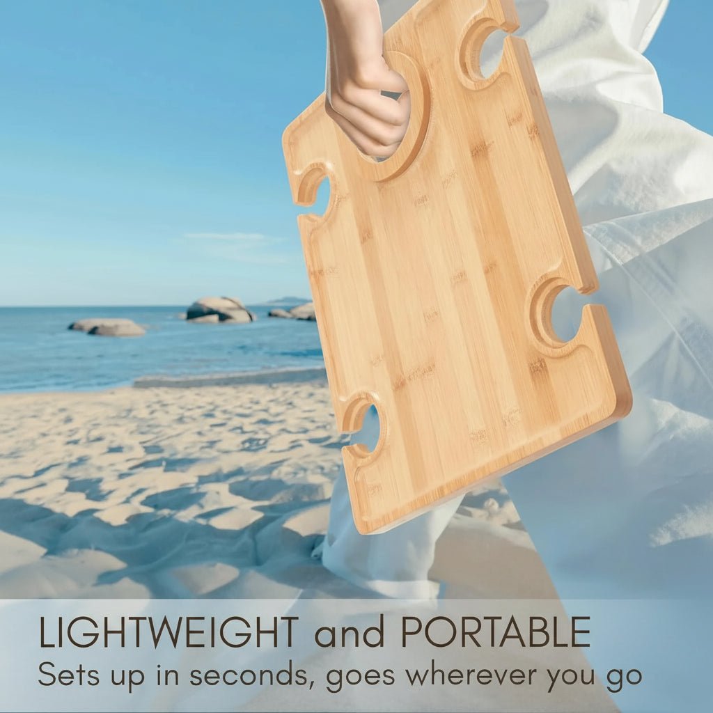 ELEGANZA – Elegant Foldable Wine Picnic Table with Glass Holders for Portable Outdoor Dining