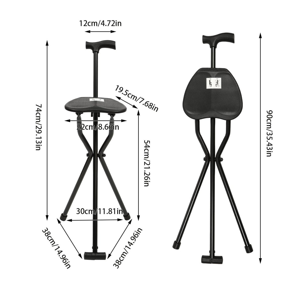 SEATWALK – Foldable walking stick with integrated seat for comfort on the go