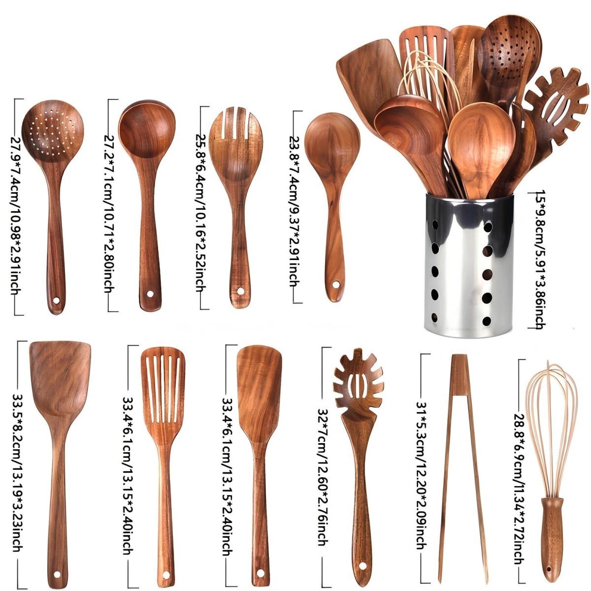 WOODERA NATURA SET – 11-piece Teak Wood Utensil Set for Sustainable Cooking