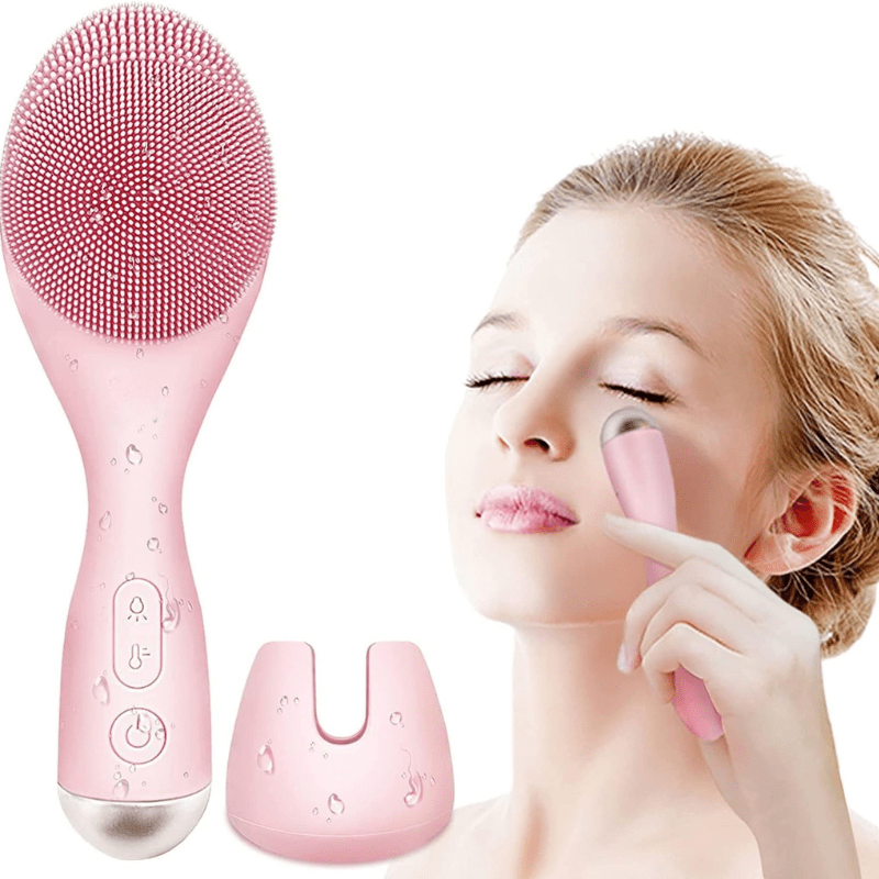 Glowpure - Electric facial cleanser with LED light & 42 °C heat technology | Silicone skincare device with sound vibration