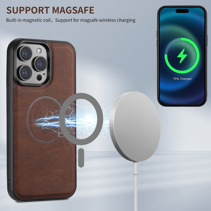 MagVibe Case - Elegant leather case with magnetic stand & card holder