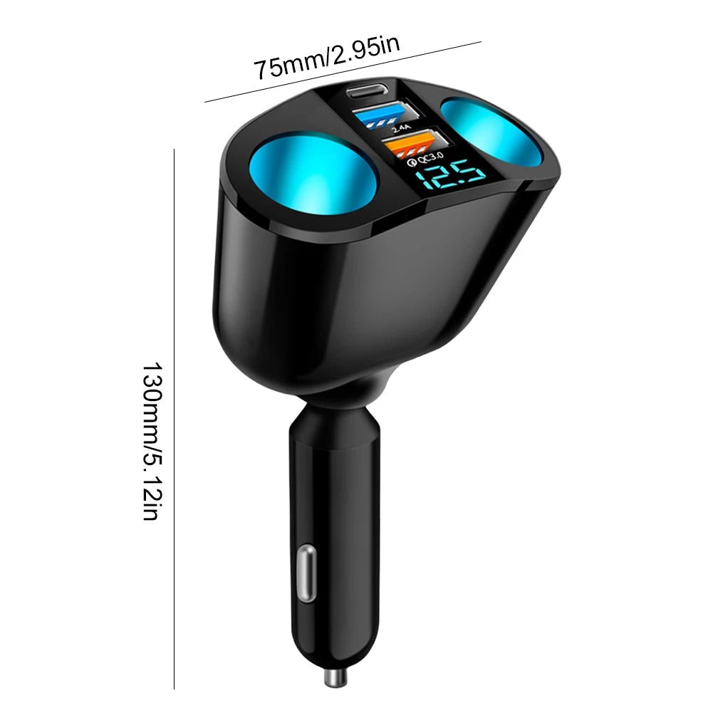 ROADCHARGE – 12V–24V Vehicle USB Adapter with 2 Ports and Easy-to-Read LED Voltage Display