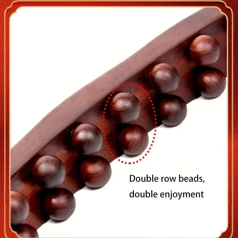 WOODFLOW – Massage stick made of natural wood with 20 beads for muscle relaxation & flexibility