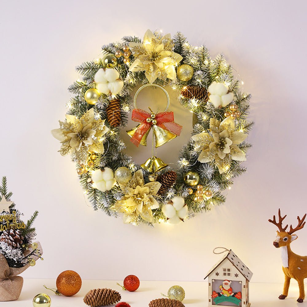 BELLORA – Classic LED Christmas Wreath with Bells and Golden Shine
