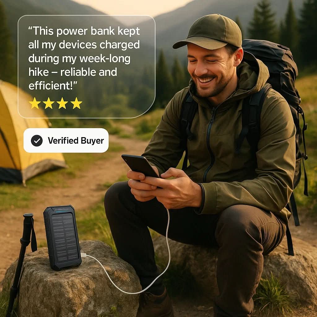 SOLARVAULT – Waterproof Solar Power Bank with 10000mAh & Dual USB