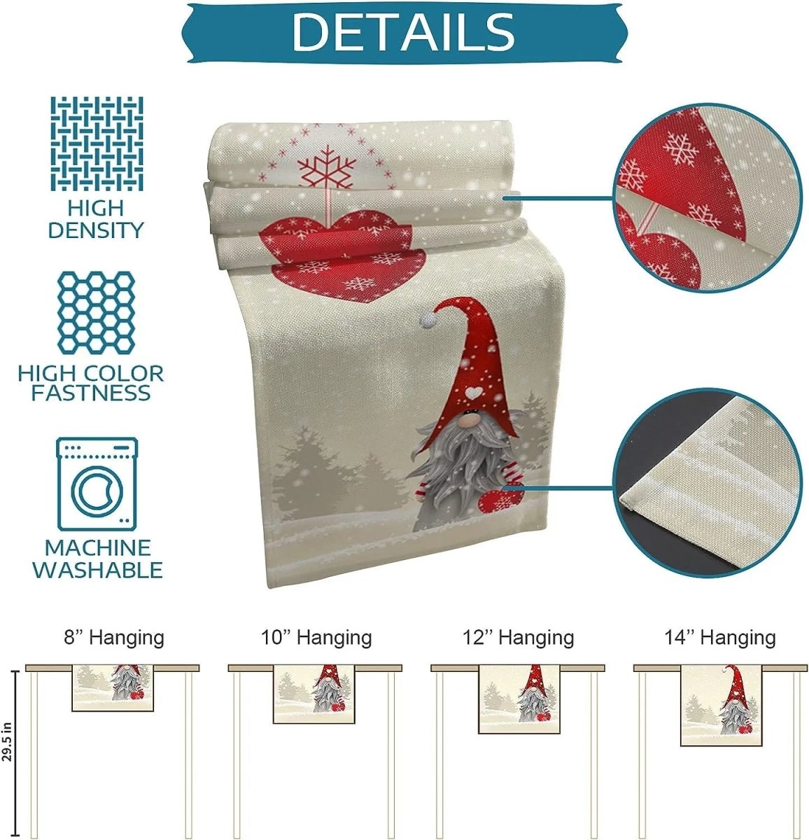 FROSTPATH – Festive Linen Table Runner with Snowflake Elves