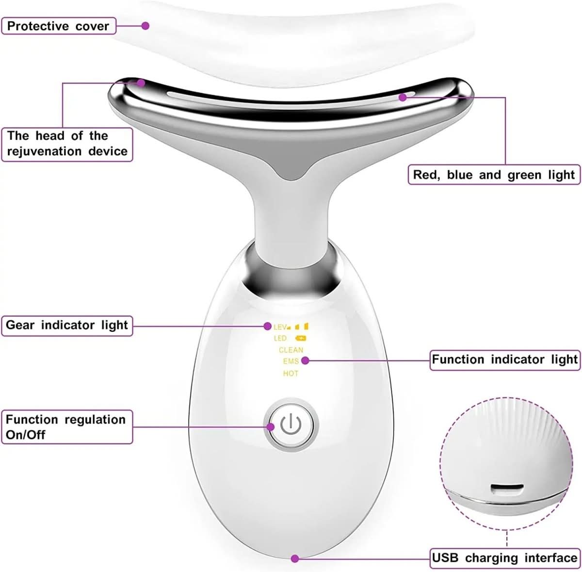 Serenetouch - 3-in-1 facial massager with light therapy, vibration & heat function