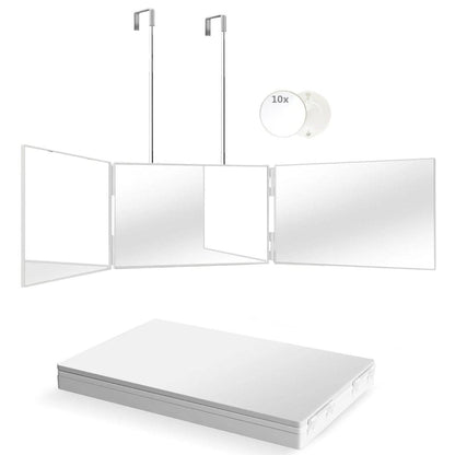 TRIFLEX Mirror - Foldable 3-way mirror with hook for make-up, hair styling & shaving