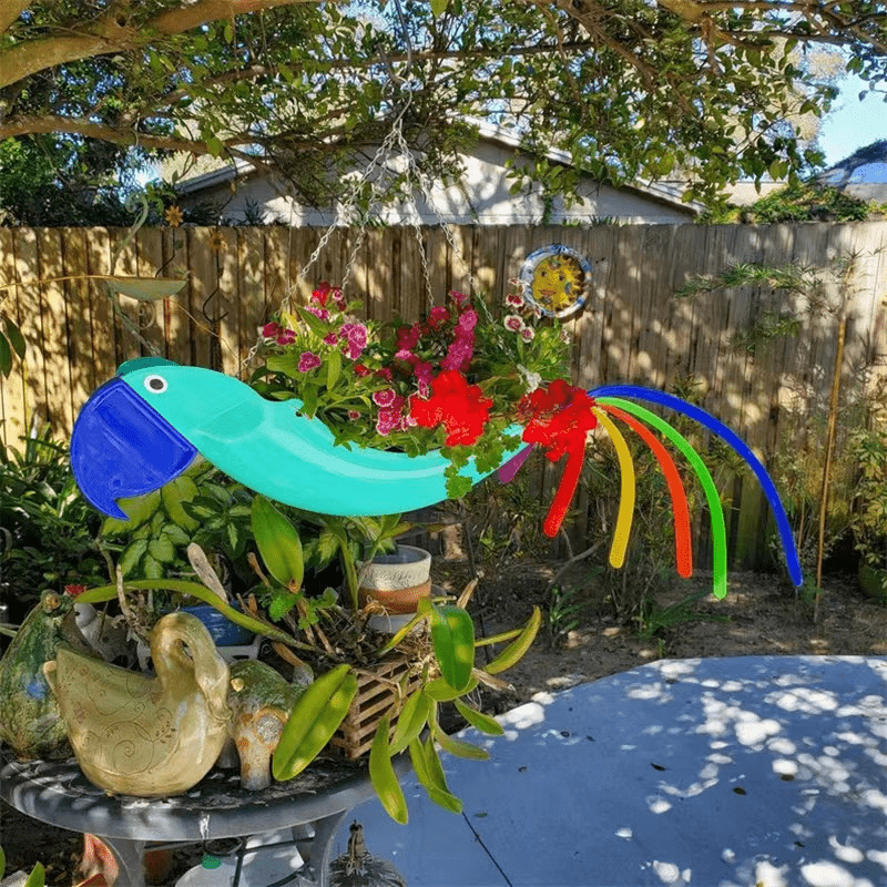 Hanging plant bowl - Colourful chicken design garden decoration