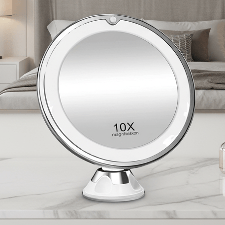 DETAIL VIEW – 10x LED Makeup Mirror for Precise Beauty