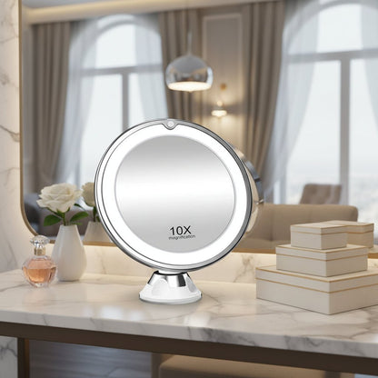 DETAIL VIEW – 10x LED Makeup Mirror for Precise Beauty