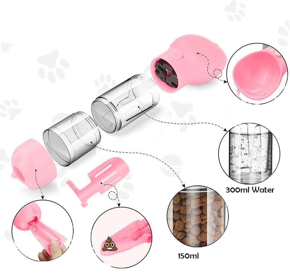 WALKIEPET BOTTLE – Portable 2-in-1 Dog Drinking & Feeding Bottle with Waste Bag Holder