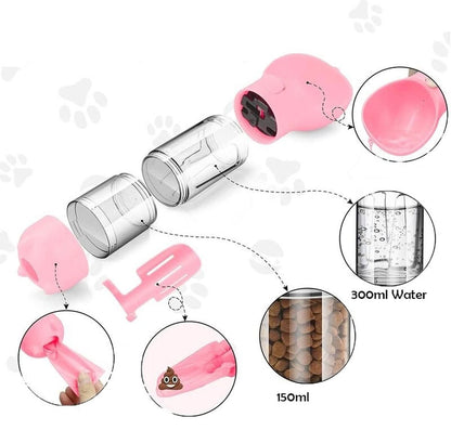 WALKIEPET BOTTLE – Portable 2-in-1 Dog Drinking & Feeding Bottle with Waste Bag Holder