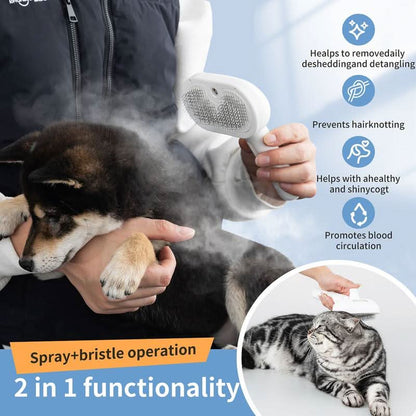 SoftPaws fur brush - With massage effect & easy-clean button for stress-free grooming