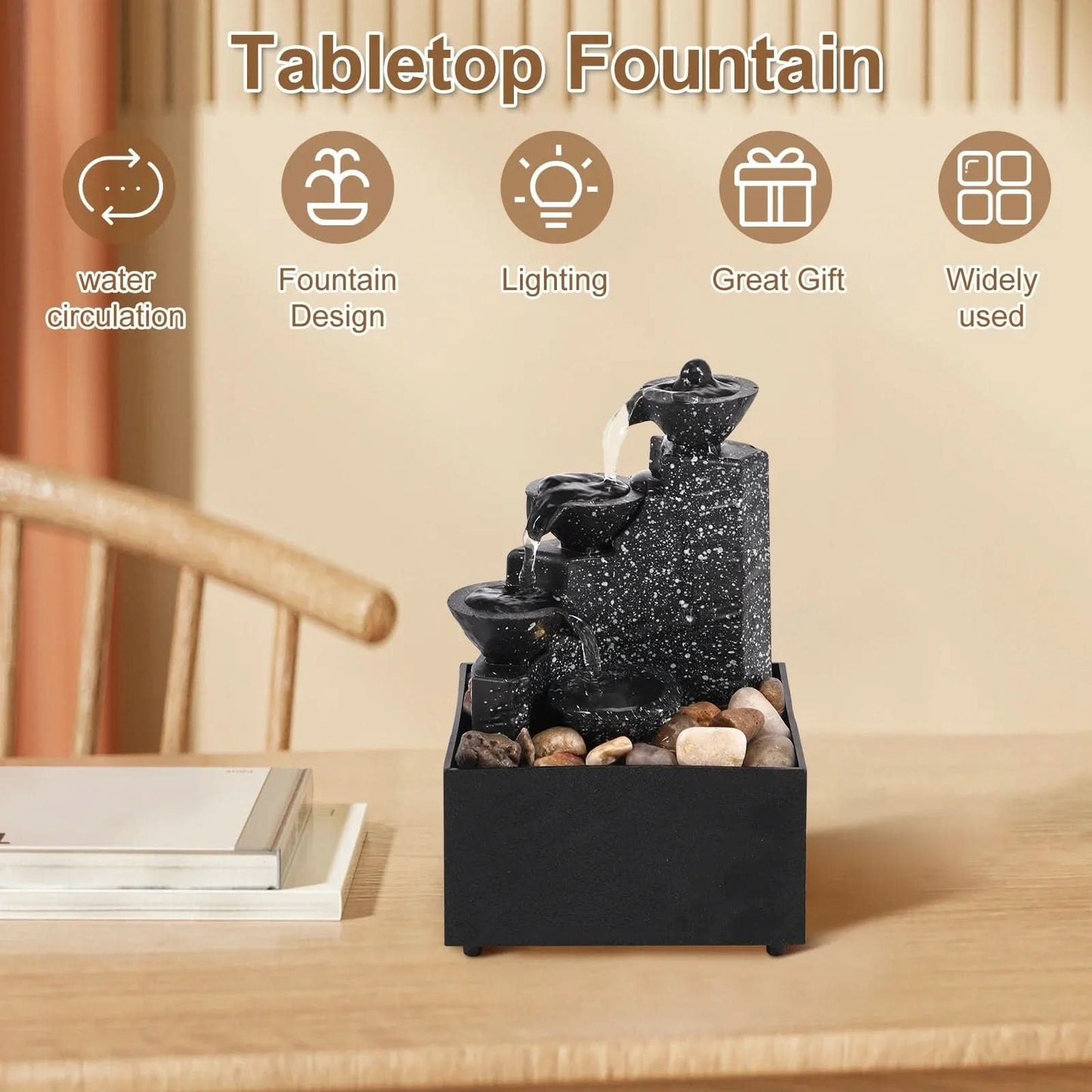 Waterfall fountain - calming & compact for a relaxed atmosphere