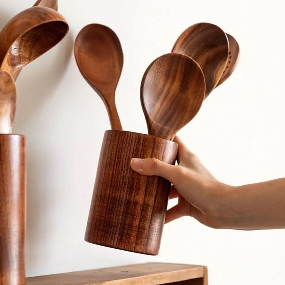 Teak kitchen utensil set - Elegant cooking utensils for modern kitchen gadgets