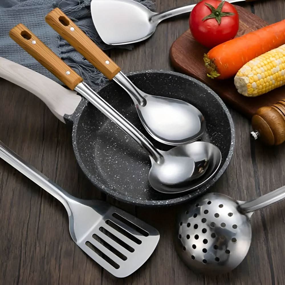 Luxury stainless steel kitchen utensil set - Elegant design & durability for stylish chefs