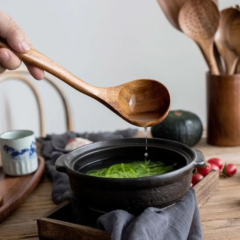 Teak kitchen utensil set - Elegant cooking utensils for modern kitchen gadgets